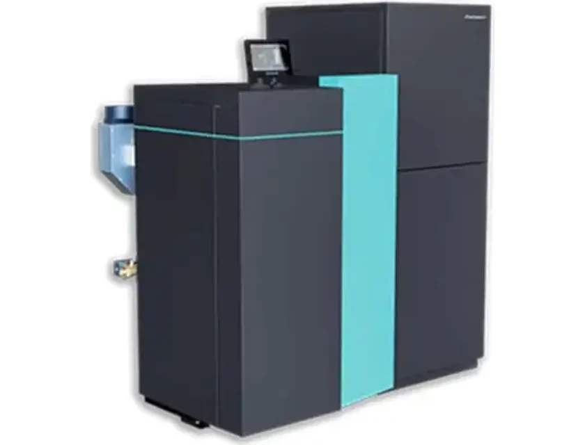 Cazan pe peleti Centrometal PelTec 36 kW, eficiente energetice A+, automatizare înaltă, 1160x1485x1560mm