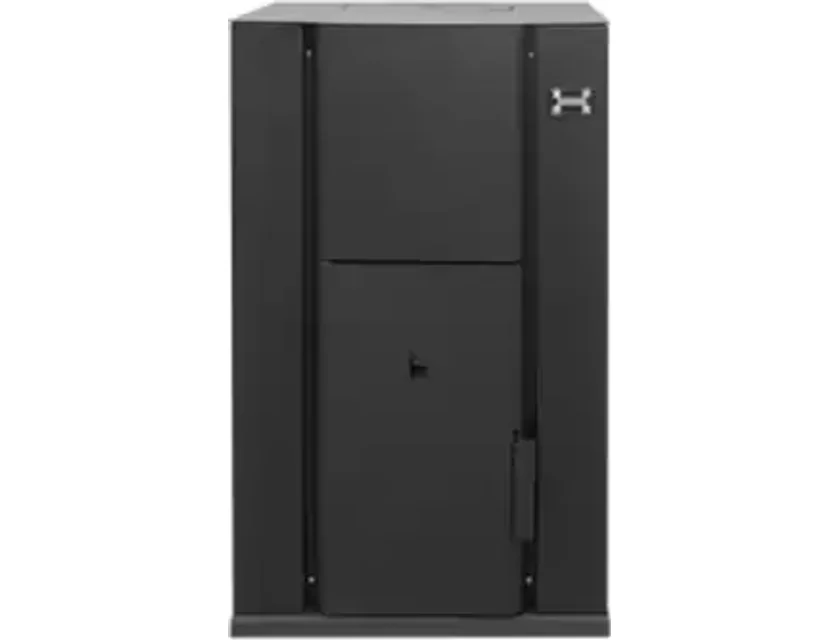Cazan pe peleti WENTOREX PB-Central 35 kW, eficiență 91, 2%, rezervor 43 litri, culoare neagră, dimensiuni 720x770x1140 mm