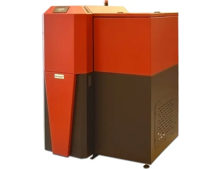 Centrala mixta lemn/pelet Termax Tera 28 kW, 185 mp, buncar peleti 95 kg, volum manta apa 75 litri, diametru cos Ø120 mm