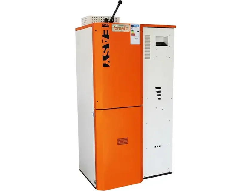 Centrala pe peleti Fornello Slimpel Easy 40 kw, curatare mecanica arzator si schimbator de caldura, arzator din inox, pompa de circulatie, tiraj fortat, buncar 88 kg, Ecodesign A+