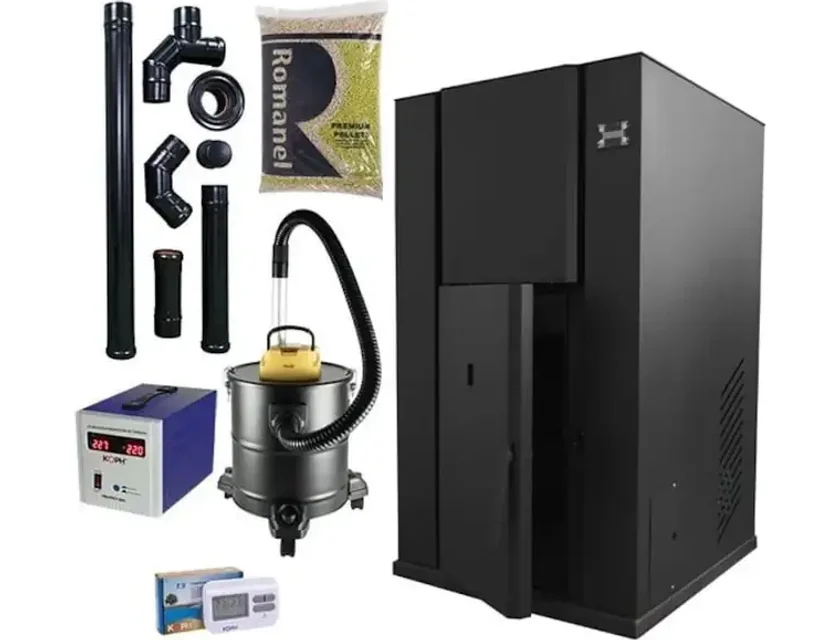 Centrala peleti KOPH PM 35 kW, buncar 80 kg, negru, pentru incalzire 230 mp, dimensiuni 1240x700x720mm